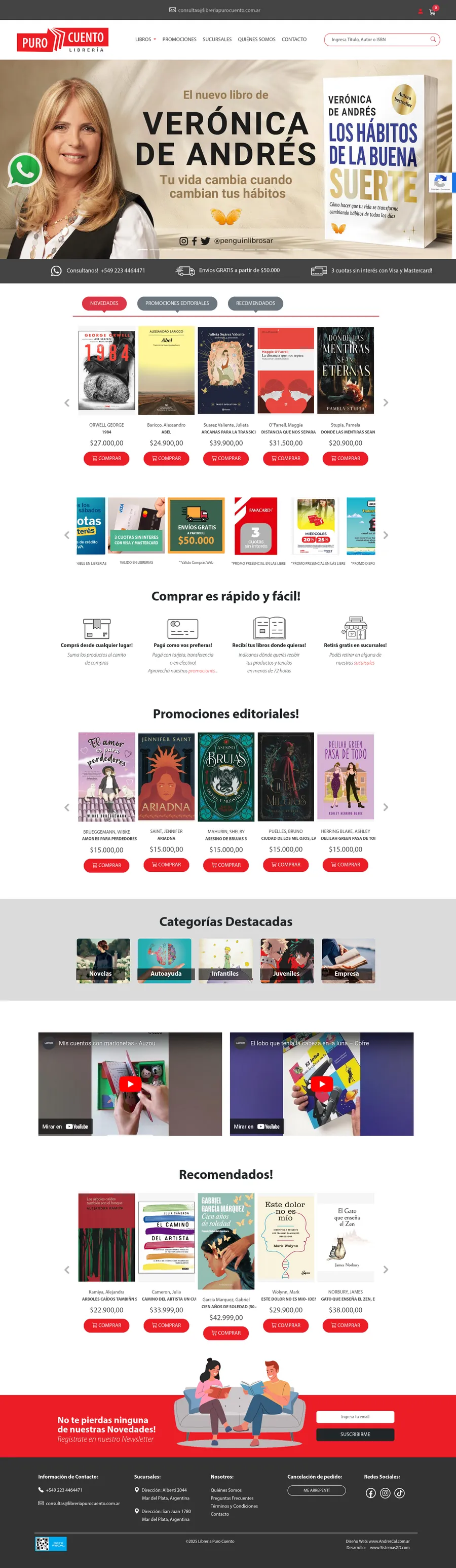 Captura del proyecto Librería PuroCuento